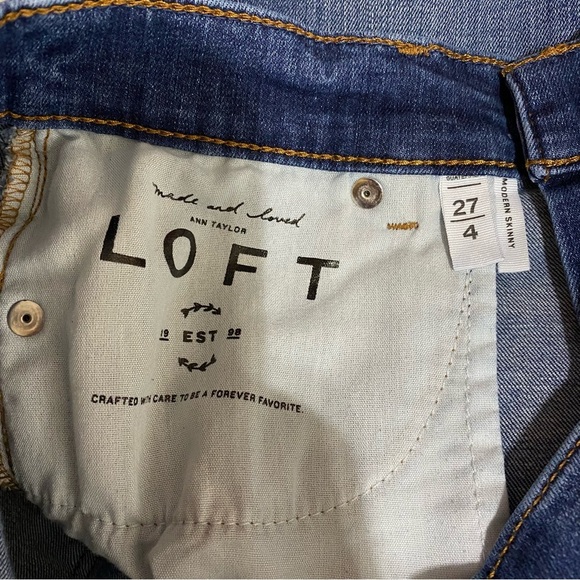 Loft Modern Skinny Raw Hem Side Striped Cropped Jeans - Picture 7 of 8